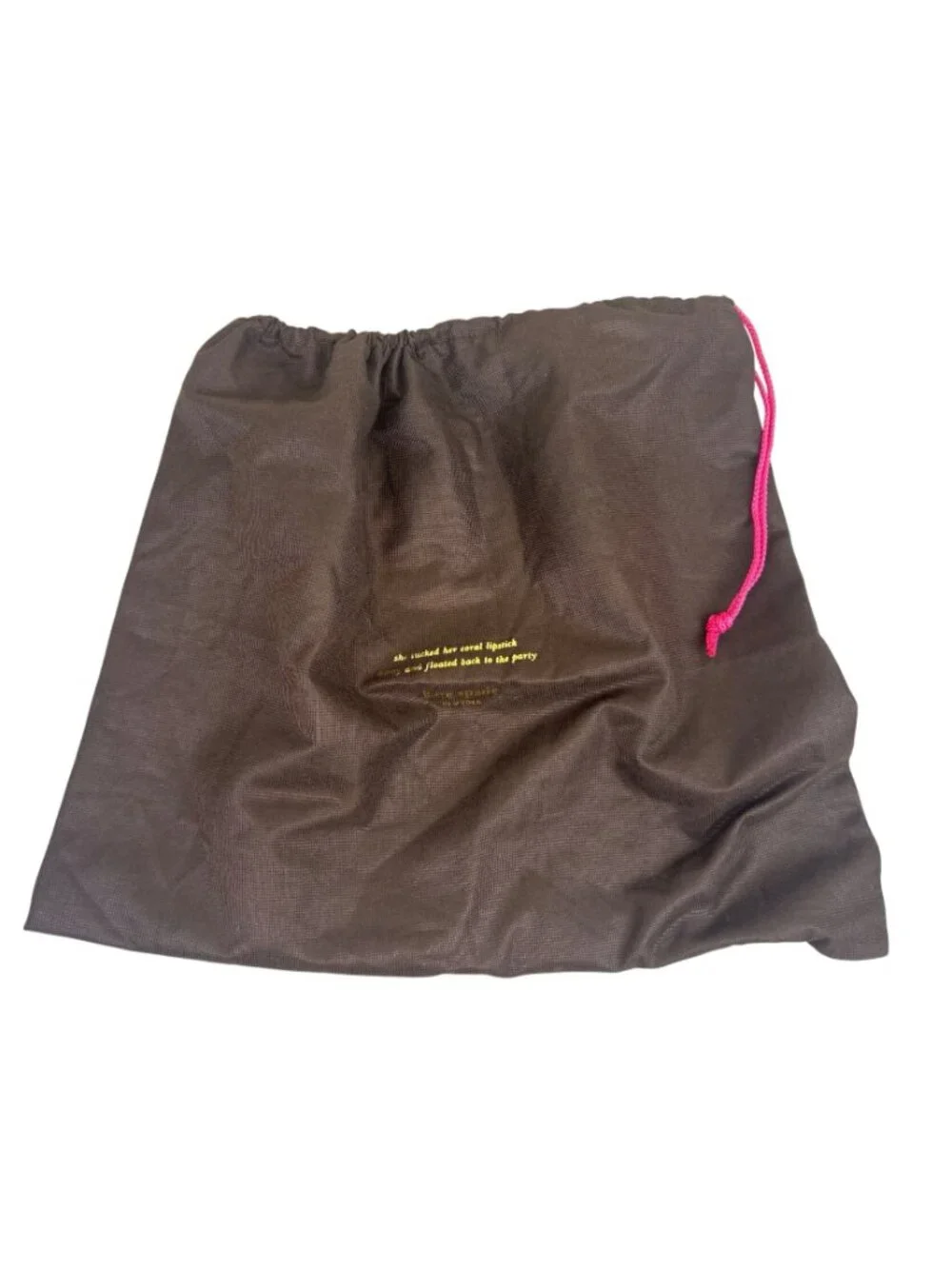 Kate Spade New York Purse Dust Bag Brown Drawstring Pink Cord 17x19 Large
